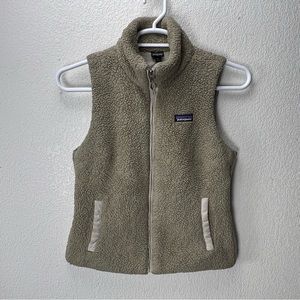 Patagonia Los Gatos Vest Women's Small Tan Fleece Deep Pile Full Zip Polyester